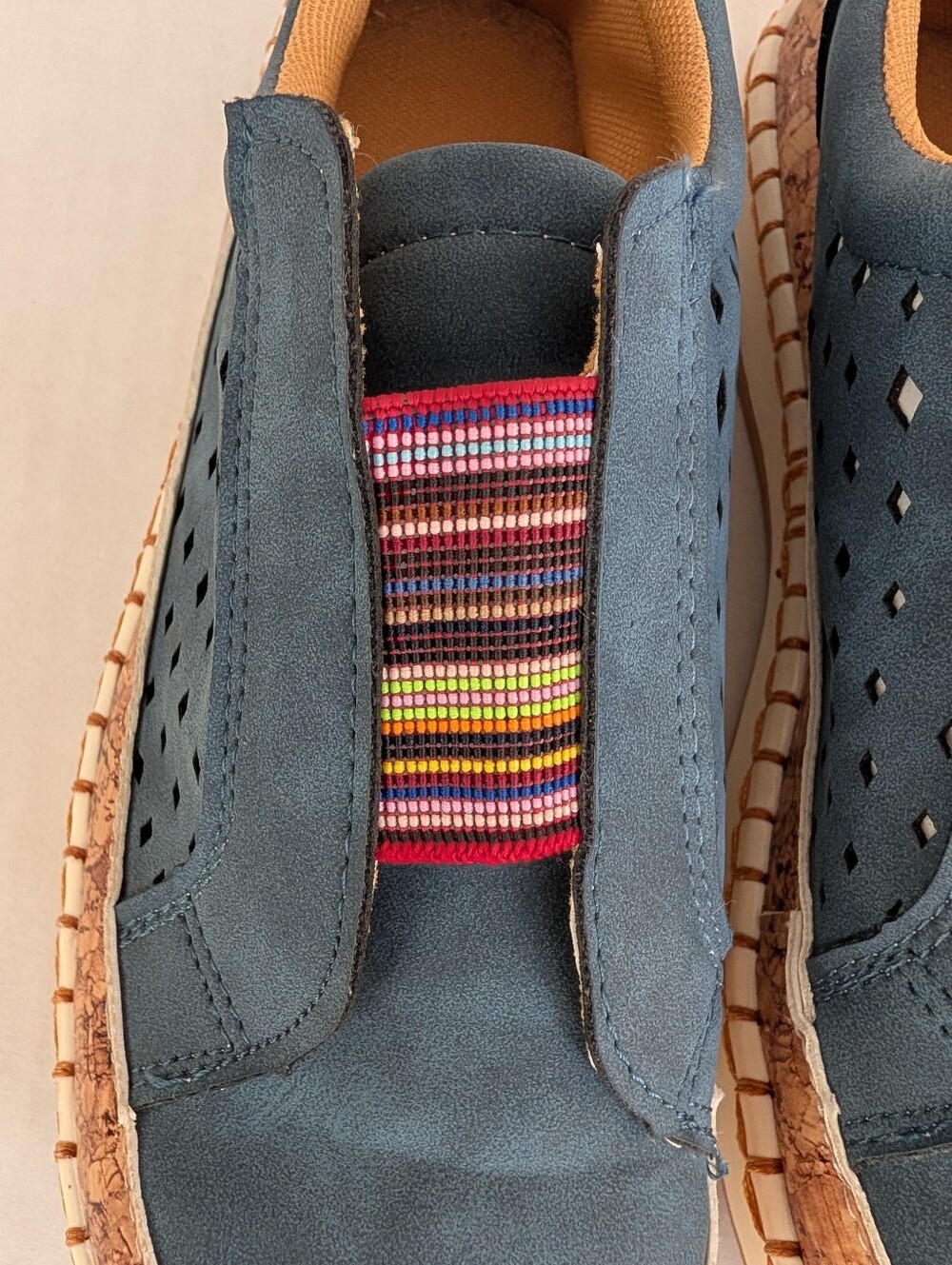 Casual Hollow-Out Slip-On Platform Sneakers 8 Blue Rainbow - Picture 4 of 16